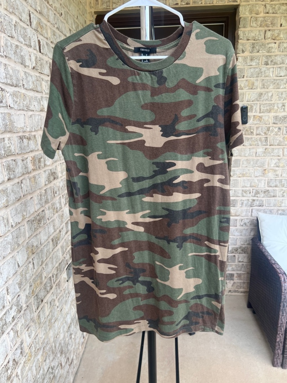 Forever 21 Camo Knit Short Sleeve T Shirt Dress Size Medium